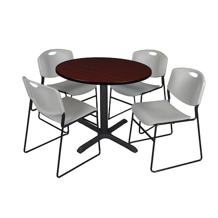 Cain Cain Round Table & Chair Set, Wood, Metal, Polypropylene Top TB36RNDMH44GY